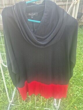 Red Coral Women's Black and Red Cowl Neck Sweater